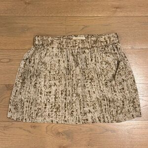 Michael Kors Elastic-Waist Lined Mini Skirt in Hemp/Beige/Brown/Cream | Size 12